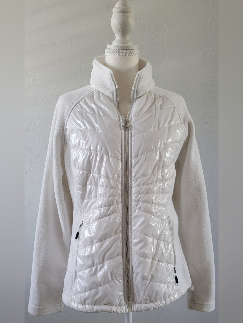 New Balance M White Fleece Hybrid Jacket Activewear Athleisure Gorpcore